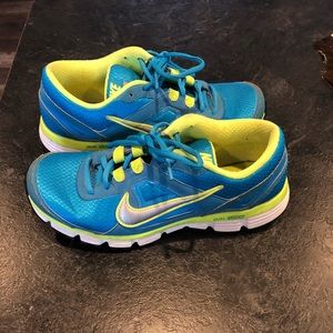 Nike shoes electric blue and neon green!!!